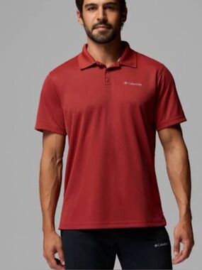 Columbia Men's Utilizer Polo Shirt Size XL Red Short Sleeve Performance Golf